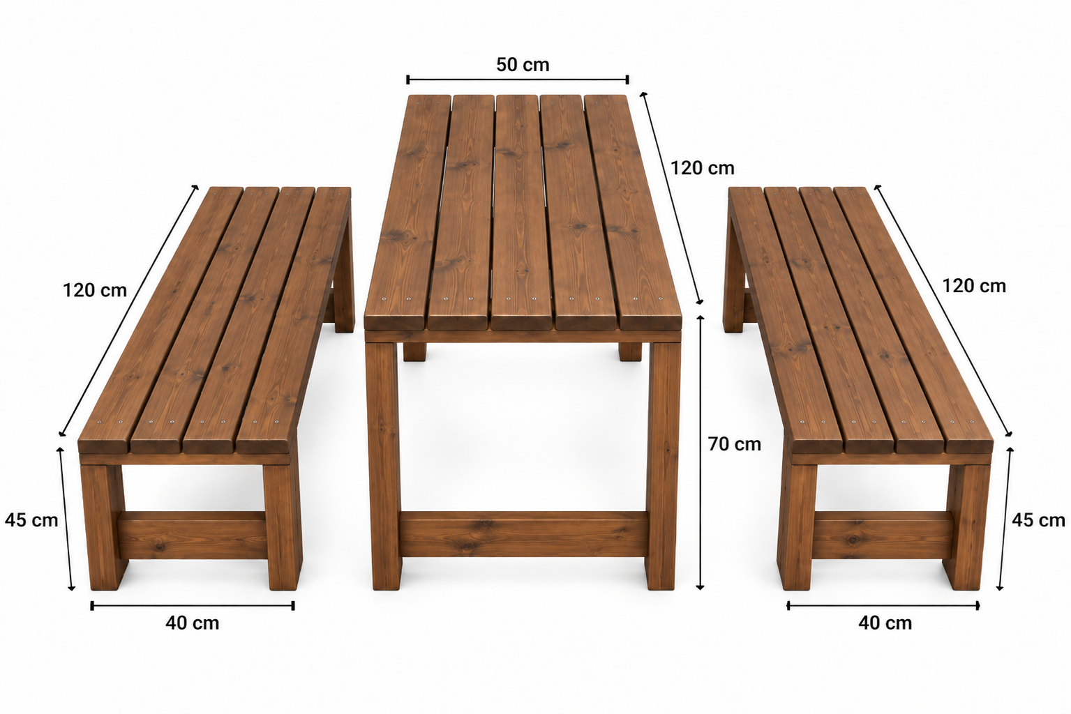 Brown Wooden Picnic Table Set Dimensions
