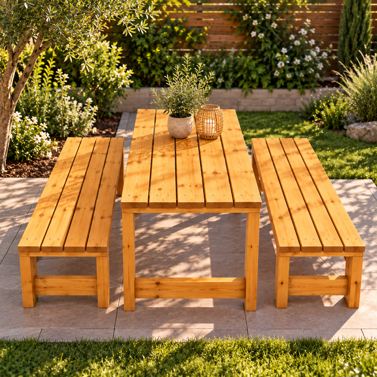 Αντίγραφο του Sunlit Garden Picnic Table with Lantern and Plant